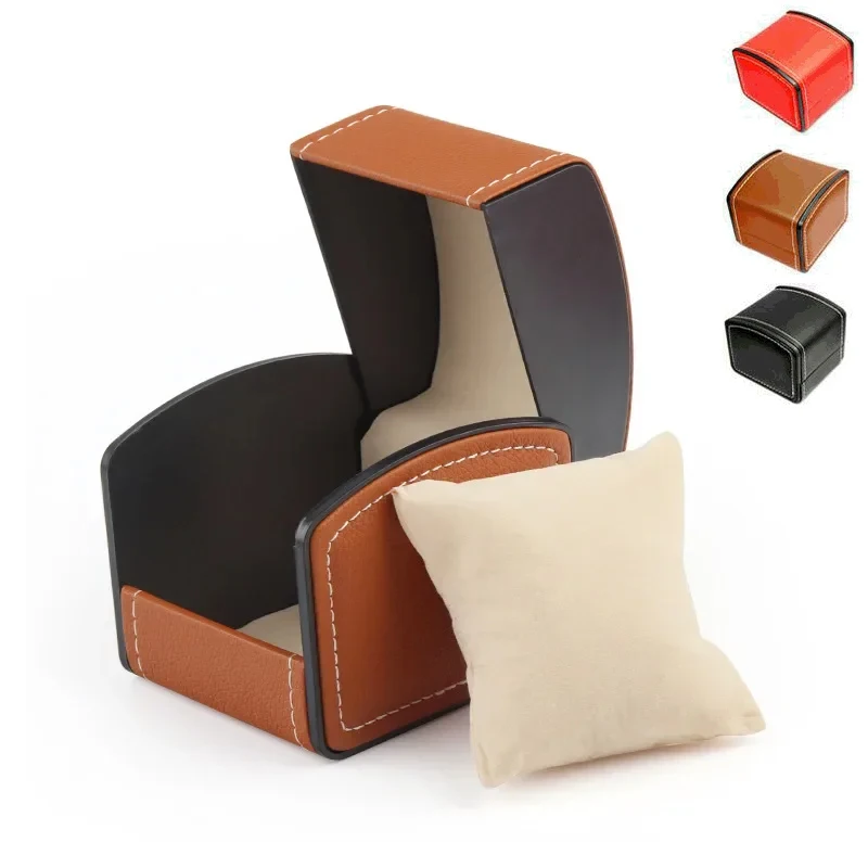 Portable Watch Box PU Leather Watch Case Organizer Storage Holder for Men Women Bracelet Vintage Jewelry Box with Leather Pillow