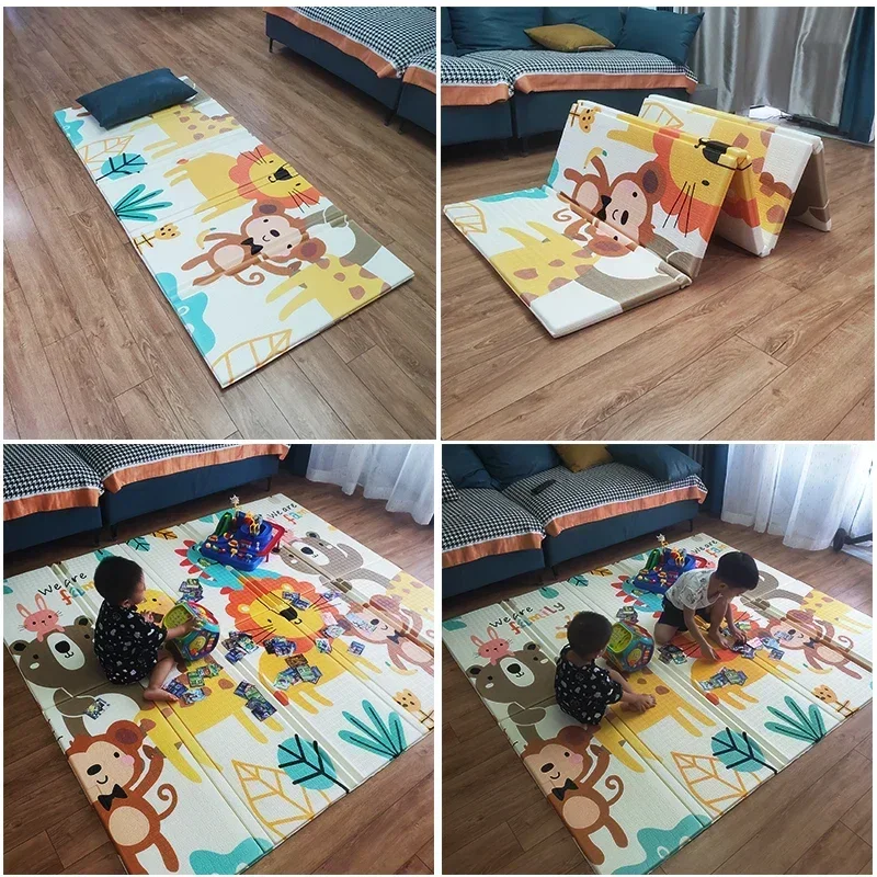 XPE Tikar Bermain Bayi 200Cm * 180Cm Matras Merangkak Lipat Anak Karpet Bayi Antilicin Puzzle Permainan Matras Bayi Permadani Bayi Hadiah Mainan Edukasi