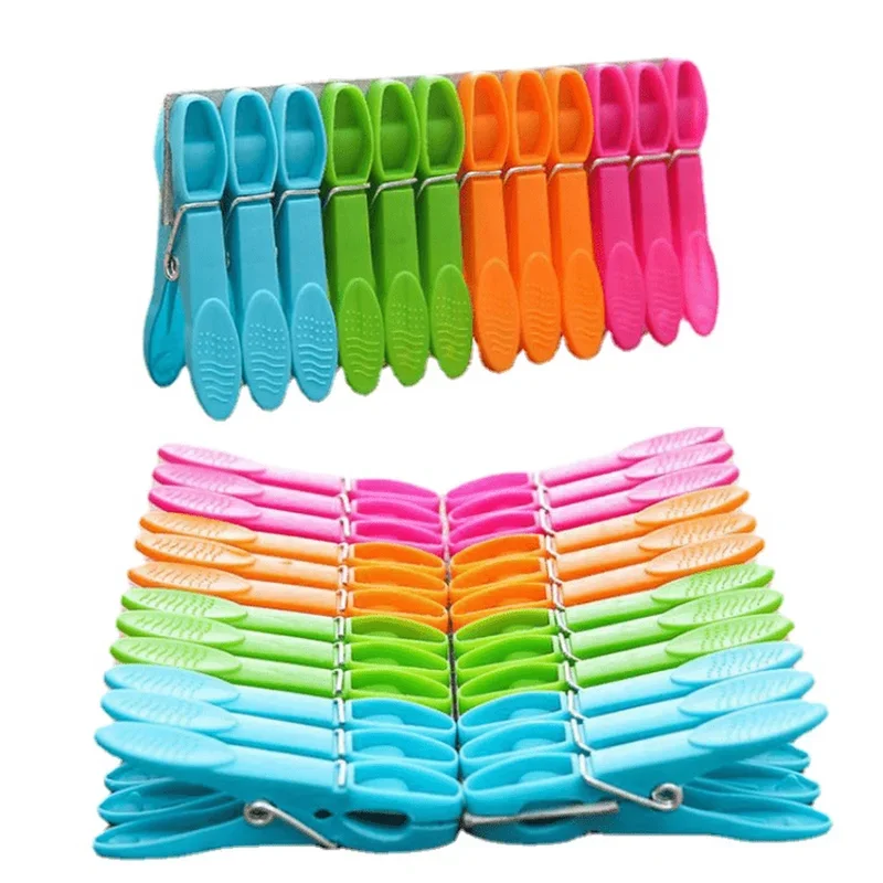 

24/48pcs Colorful Plastic Clothespins, Heavy Duty Laundry Clothes Pins Clips With Springs, Air-Drying Clothing Pin Set