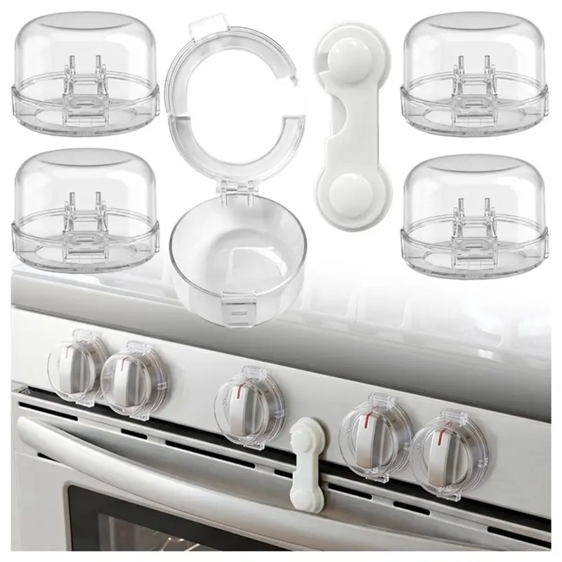 【CYBER MONDAY】Universal For Kitchen Stove& Oven Gas Knob Locks, Stove Knob Safety Covers,Heat-Resistant, Oven Door Lock Included