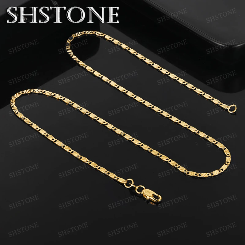 

Wholesale 40-75cm 18k Gold Geometric Minimalist Necklace For Men Engagement Wedding Party Versatile Simple Luxury Jewelry Gift