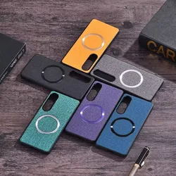 소니 Xperia1VI 용 마그네틱 충전 실리콘 보호 하드 원단 케이스, 소니 Xperia1VI, 5V, 10V, 1V, 1IV, 5IV, 10IV, 1III, 10III, 5III 용