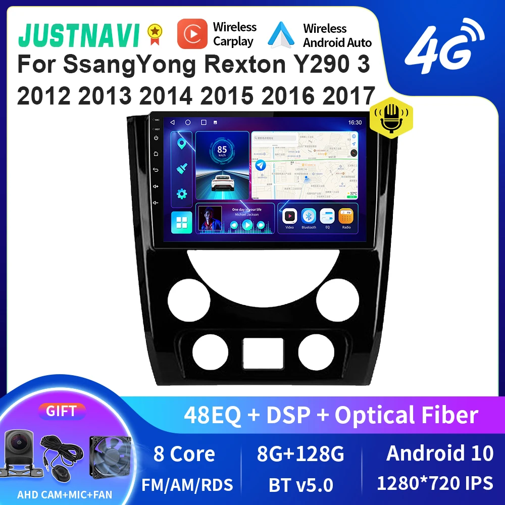 

JUSTNAVI QT10 Car Radio For SsangYong Rexton Y290 3 2012 2013 2014 2015 2016 2017 Auto Multimedia Video Android 10.0 Octa Core