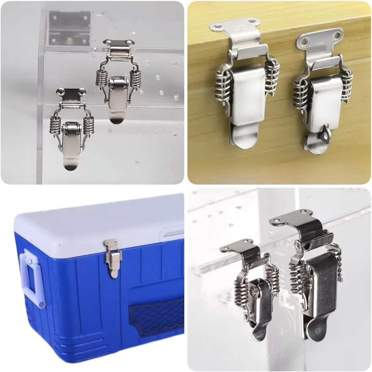 Stainless Steel Spring Hasp 90 Degree Wooden Case Lock Buckle Mechanical and Electrical Box Hasp Hardware Box Accessories