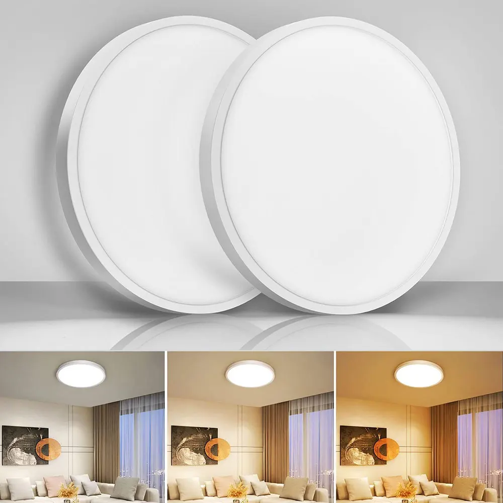 Modern Ultrathin LED Ceiling Light 0.94Inch Round Flush Mount Light Fixture 38/28/24W Ceiling Lamp for Kitchen Stairwell Bedroom