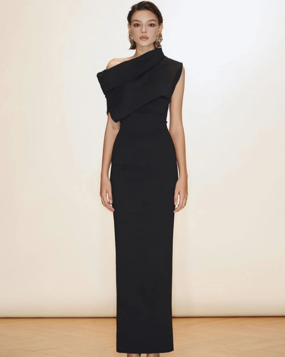 

Customized Modern Style Fashion Jersey Ruched Straight Off-the-shoulder Ankle Length Dresses Bespoke Occasion Dresses Matching