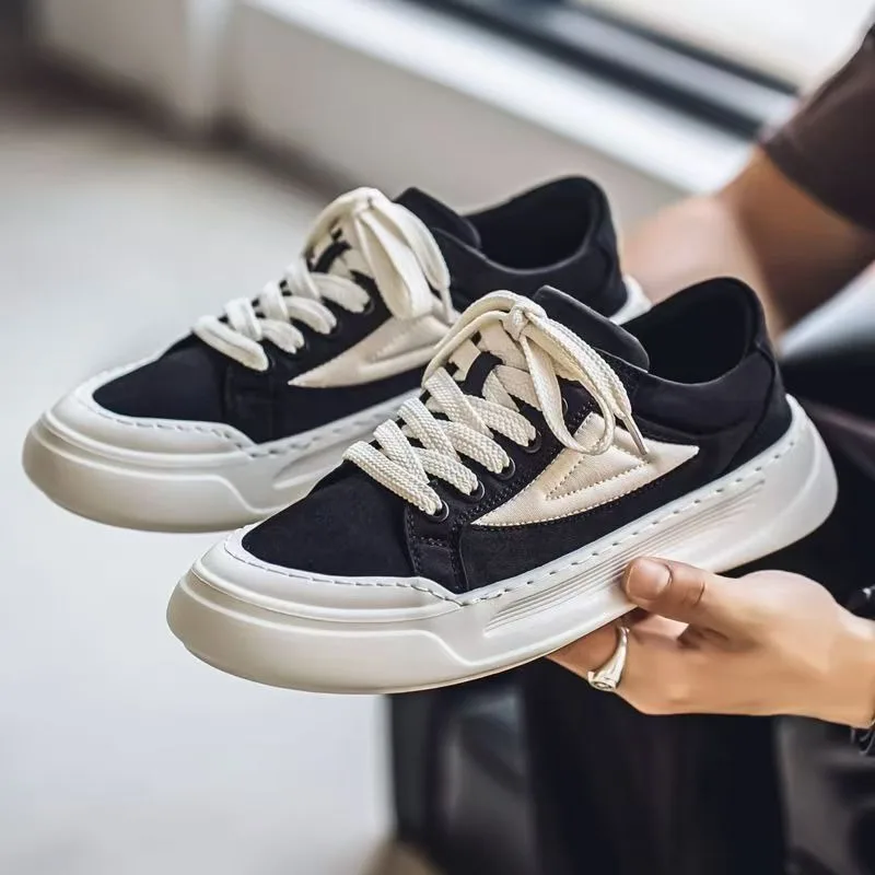 Men's Thick Sole Canvas Skate Shoes 2026 Breathable Anti Slip Casual Daily Streetwear Multicolor Footwear