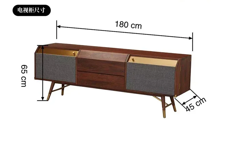 يمكن تخصيص خزانة جانبية لتناول الطعام من خشب الجوز الأسود في أمريكا الشمالية من hI X كخزانة تلفزيون، وقفل فاخر من الخشب الصلب بالكامل