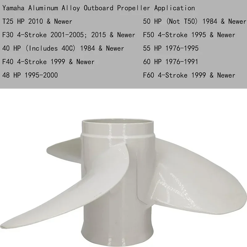 

White Boat Outboard Propeller 663-45954-01-EL For Yamaha 40HP 48HP 50HP 60HP 11-3/4 x 10 3 Blades 13 Spline Tooth Aluminum Alloy