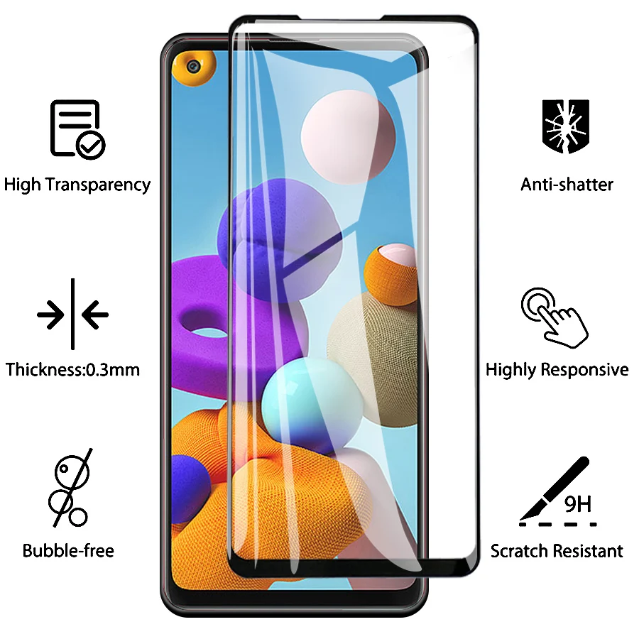 3Pcs Full Tempered Glass For Samsung Galaxy M11 M21 M31 M51 Screen Protector Galaxy A01 A11 A21 A31 A41 A51 A71 Protective Film