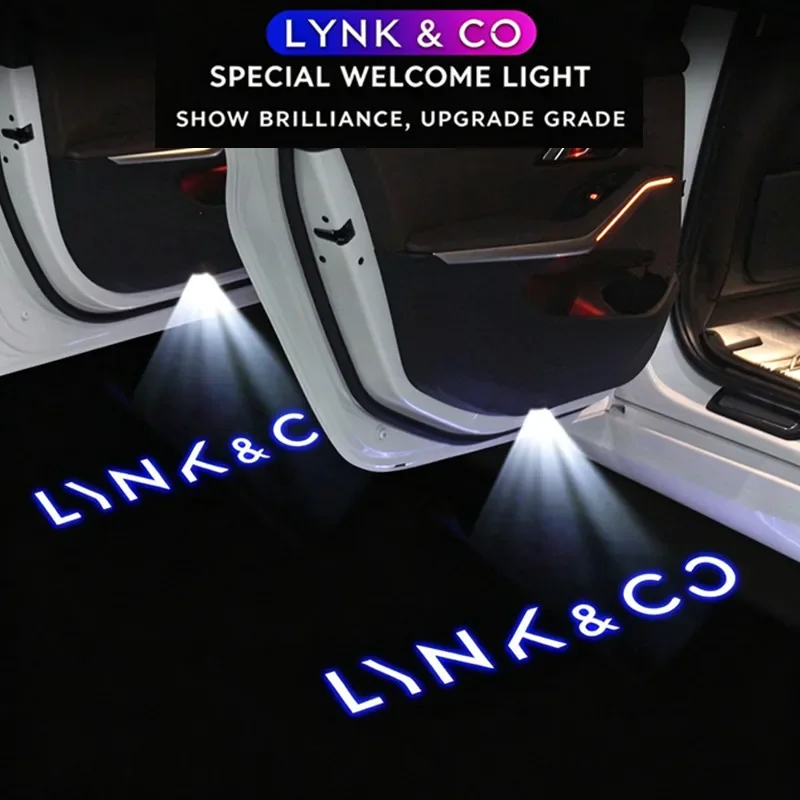 2Pcs LED Car Door Welcome Light Ghost Shadow Courtesy Lamp Accessories For LYNK & CO 01 02 03 05 09
