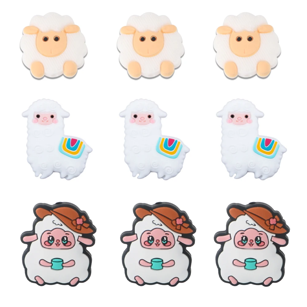 5/10pcs Silicone Little Sheep Focal Beads For Jewelry Making DIY Necklace Bracelet Earrings Keychain Etc Accessories