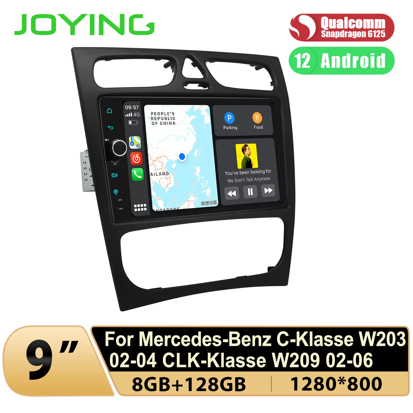 JOYING 9 inch Android Car Stereo Radio Head Unit Multimedia Player For Mercedes-Benz C-Klasse W203 CLK-Klasse W209 2002-2006