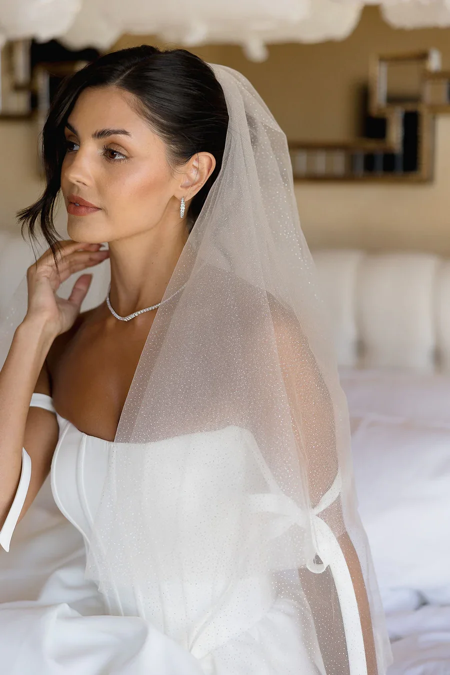 

Двухслойная фата из тюля с блестками и гребнем, разной длины, романтическая модная свадебная фата для церемонии в церкви G90