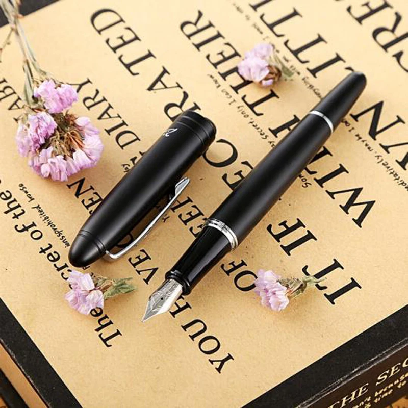 

Picasso Pimio 932 Matte Black Barrel 0.5mm Fine Nib Fountain Pen Silver Trim Ink Pen Luxurious Writing Gift Pen Set