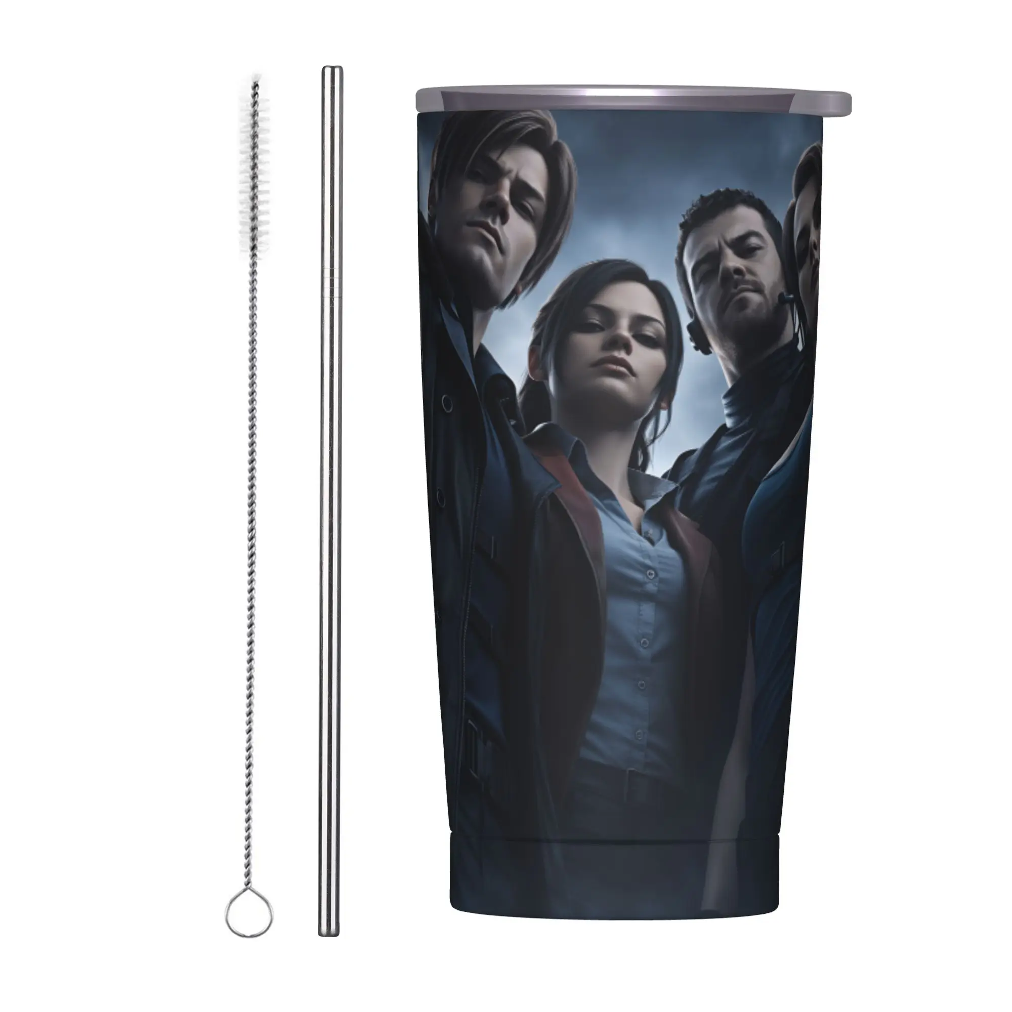Stainless Steel Tumbler Residents Evils Car Mugs With Straws  Travel Hot Drinks Water Bottle Keep Heat Large Capacity Coffee Mug