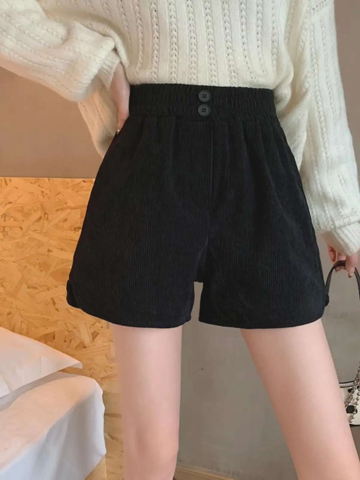 Pantalones de Pana para Mujer, Cintura Alta, Corte Ajustado, Pierna Ancha, Ropa de Abrigo para Otoño e Invierno, Pantalones de Pana Versátiles e Informales...