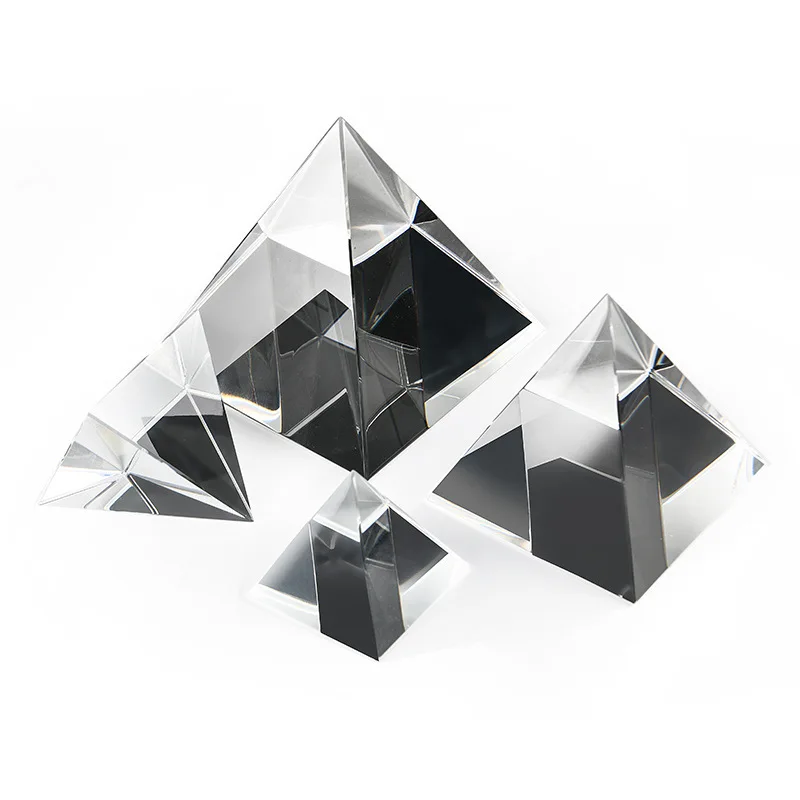 K9 Prism Pyramid Transparent Tetrahedron Glass Rainbow Viewing Geometric Polyhedron Crystal Ornament for Home Desk