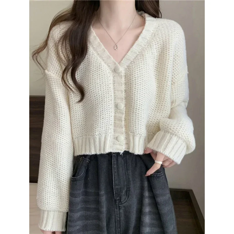 Women sweater cardigans V-neck button up casual knit sweet cardigan coat for woman 2024 Autumn Winter