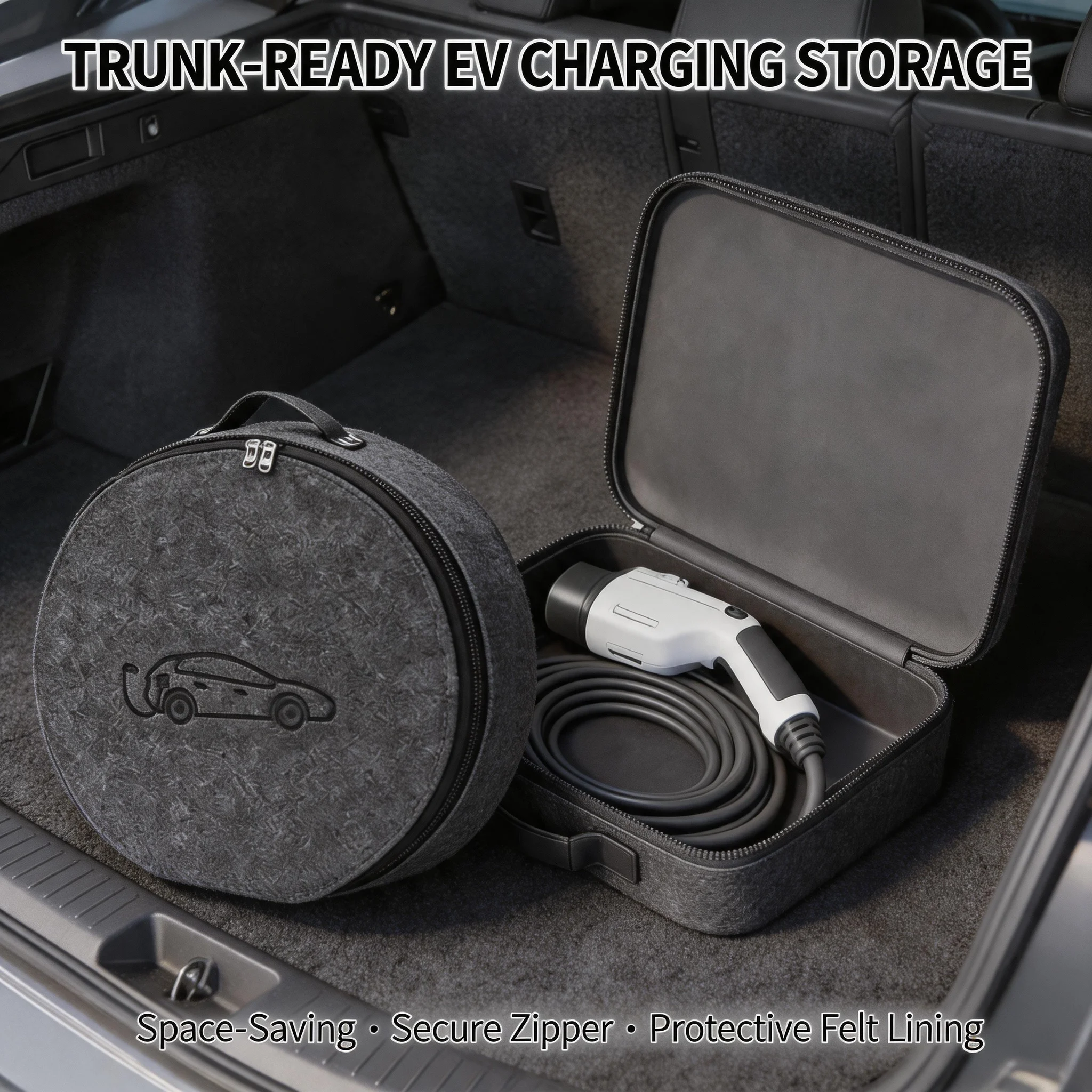 Car Trunk Organizer New Energy Vehicle Charging Gun Storage Bag Portable EV Charger Cable Bag Auto Jumper Storage Bag