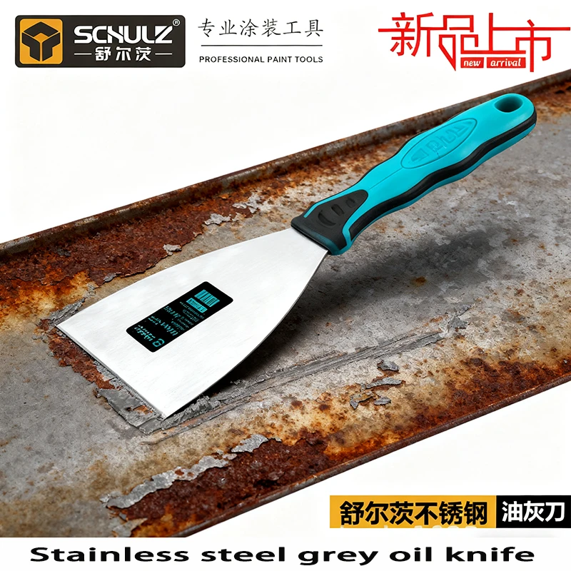 Anti Slip Rubber Handle Stainless Steel Thickened Cleaning Blade Putty Scraper Construction Tool Household Industrial Paint