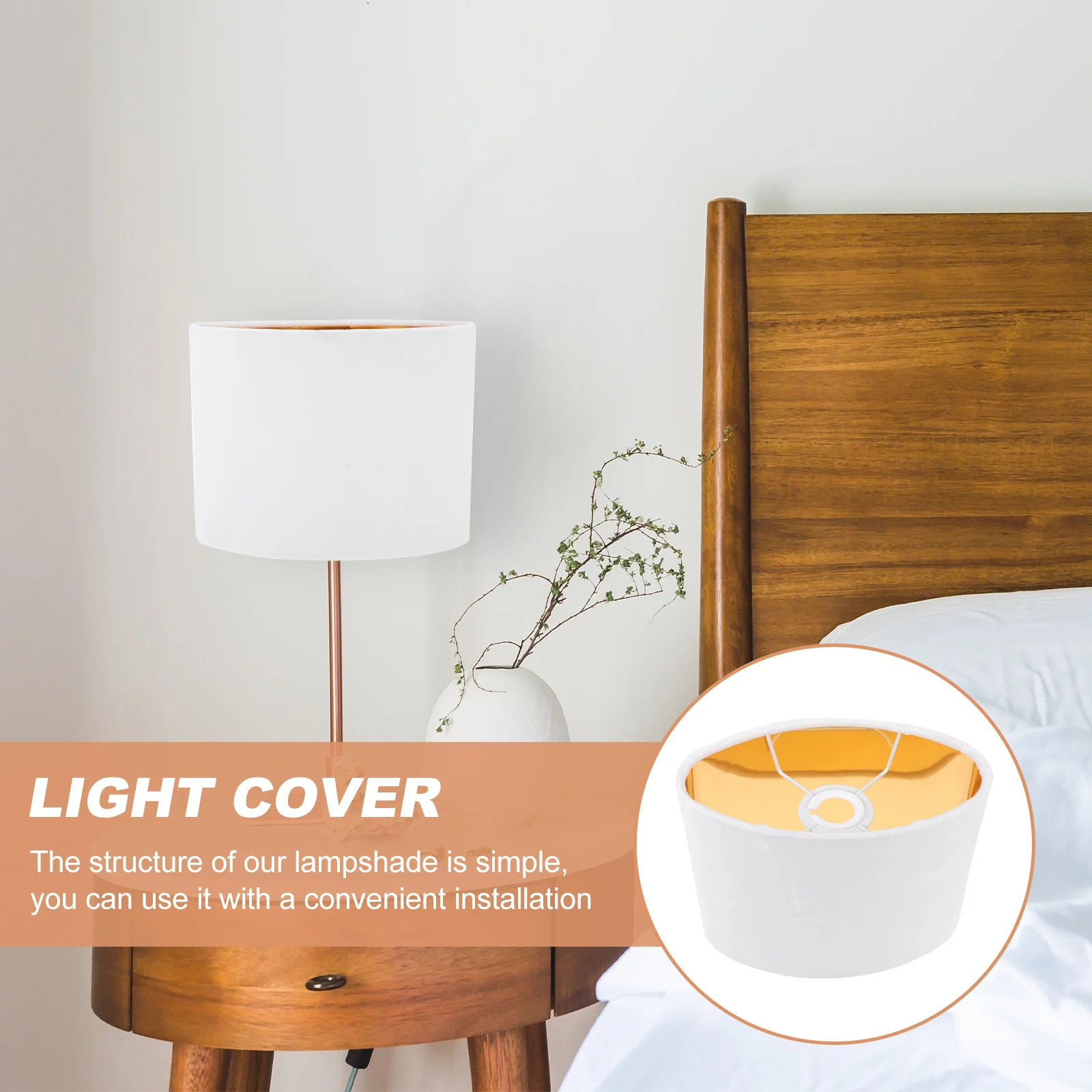 

Oval Lampshade Simple Cloth Cover for Bedside Table Lamps Durable Practical Light Guard Gold Pendant Dust Protection Fabric