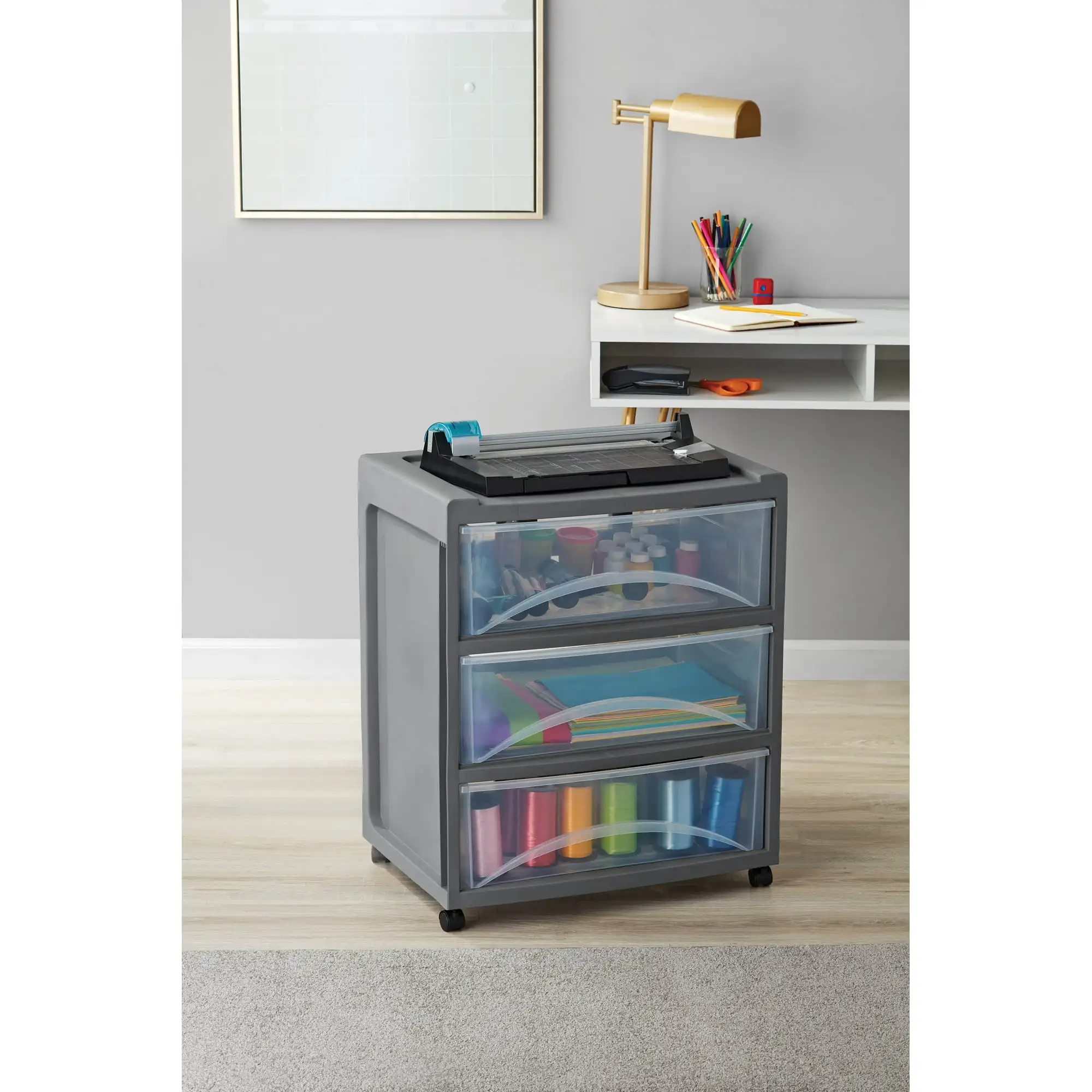 

Mainstays 3 Drawer Wide Storage Cart, Gray