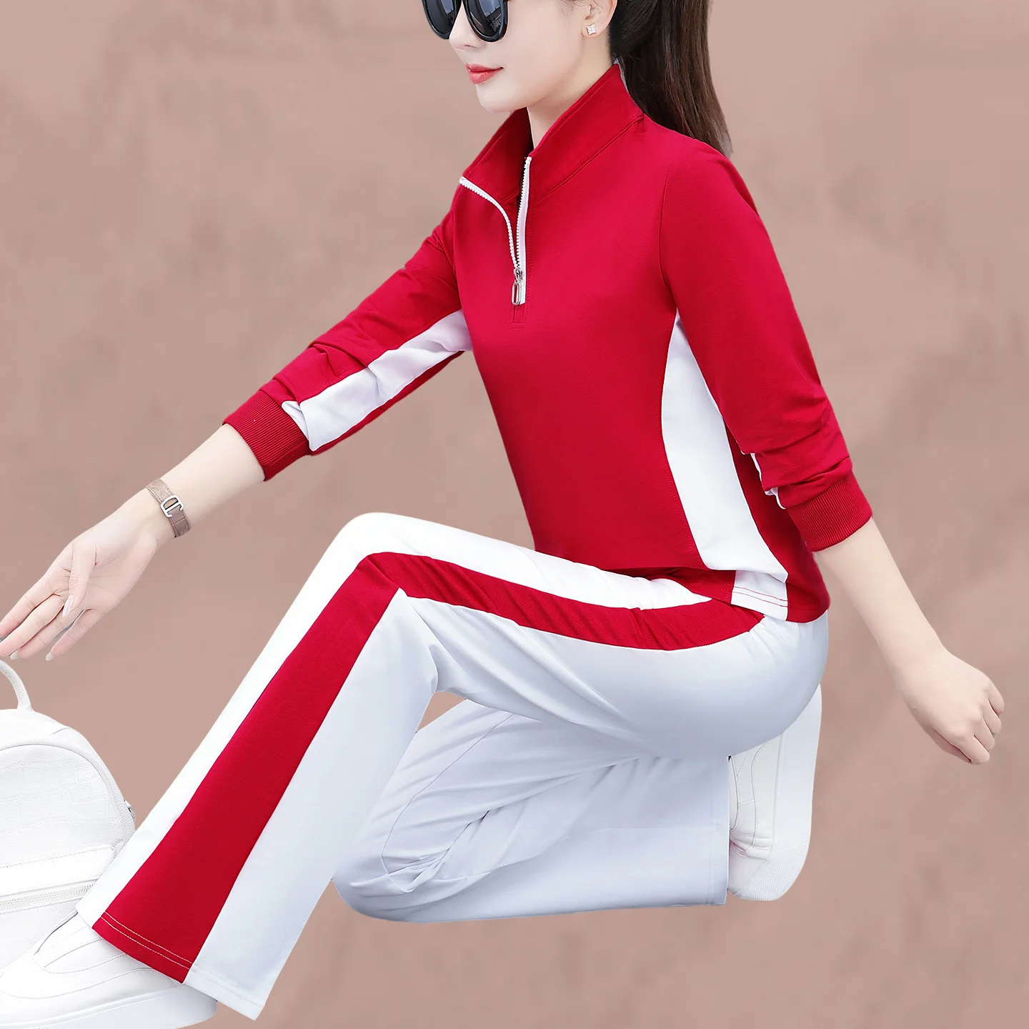 

Spring 2026 New Sle Square Dance Fitn Gymnastics Sports Women's Casual Faion Set Comfortable Long Sve Cotton Polyes...