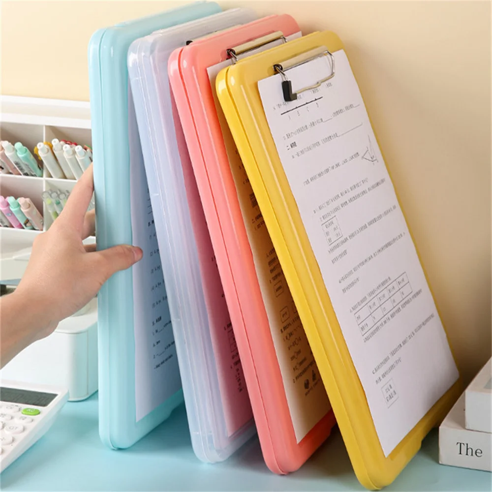 A4 Plastic Clipboard Writing Pad with File Box Case Document File Folders Clipboard With Storage For Paperwork Nurse Stationery