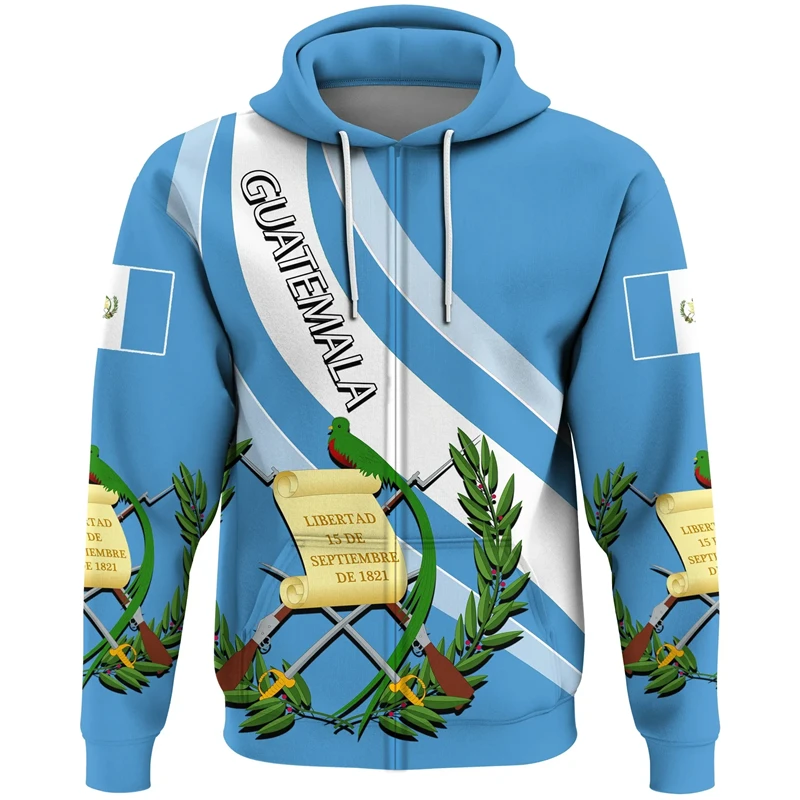 

Guatemala Flag Map 3D Print Zip Up Hoodies For Men Clothes National Emblem Hoody Tracksuit Fashion Boy Zipper Hoodie Women Tops