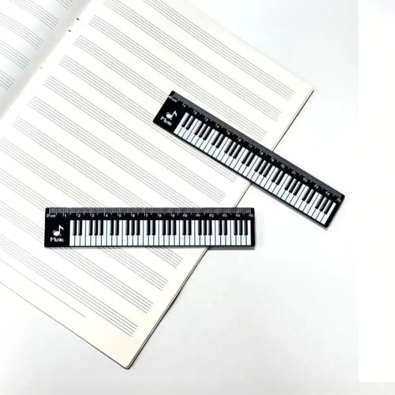 1Pcs Centimeter Scale 15cm Transparent Ruler Creative Piano Keyboard Rulers Student Back To School Stationery