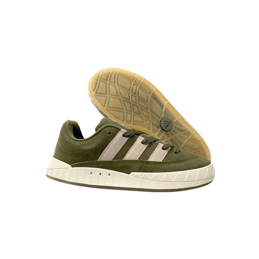 Adidas Originals Adimatic ผู้หญิงและผู้ชายสีเขียวสีเทา Anti-SLIP อินเทรนด์ Retro เยอรมันรองเท้า Shark Bread รองเท้า IE9864