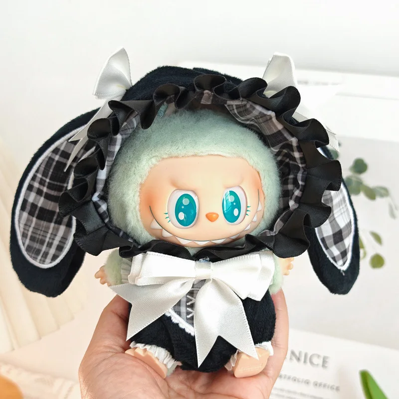 

In Stock 17cm Labubu Clothes Set Easter Bunny Cos Suit Adorable Outfit For V1/V2 Strap Skirt Necklace Shoes Clothing Gift