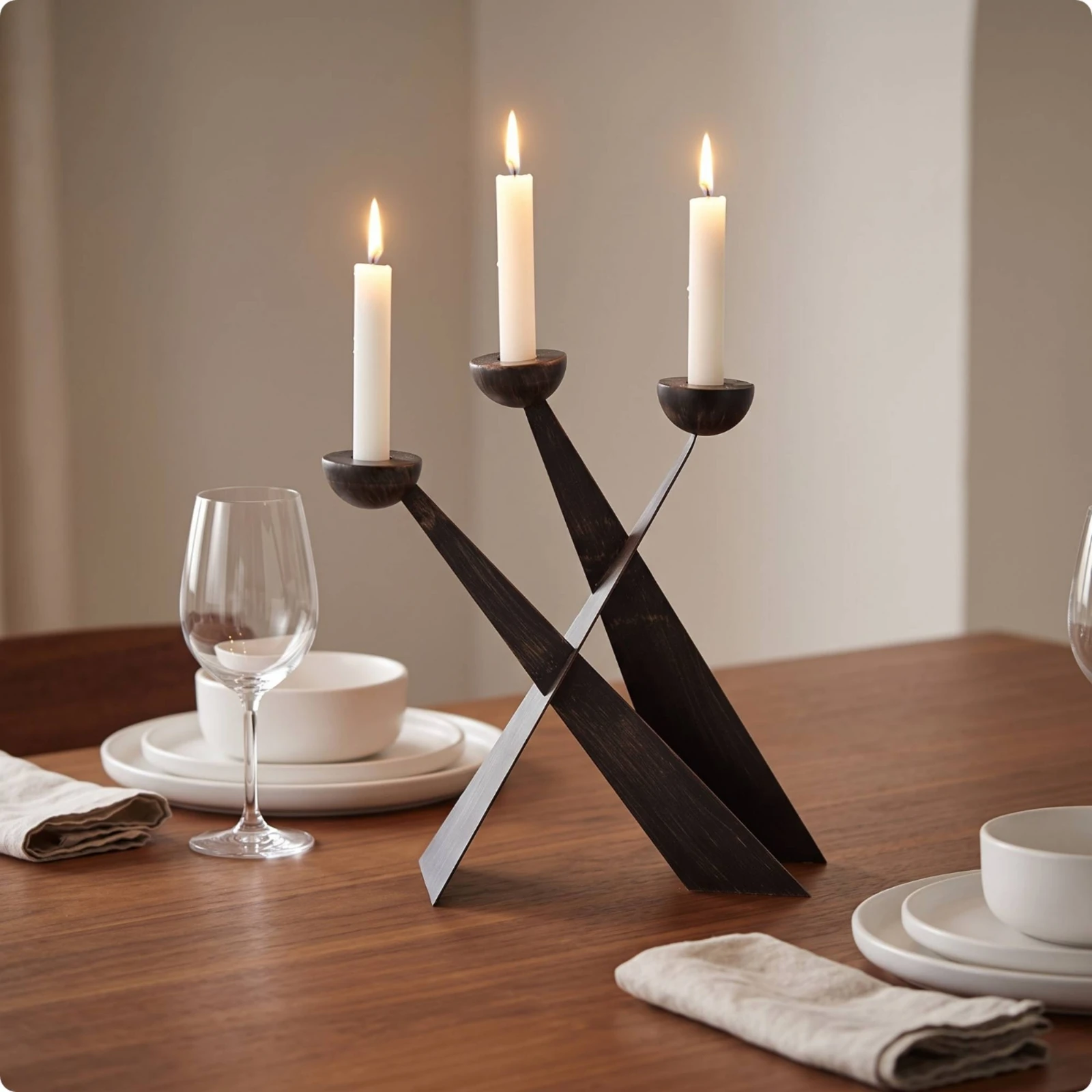 Cross Candlestick Holder Minimalist Candleholder with Cross Candlestick Holder with Crown of Thorns Modern for Dining Table view 5