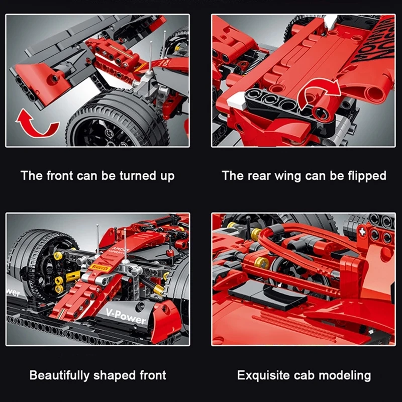 Bloques de construcción de fórmula F1 de alta tecnología, coche técnico de ciudad, vehículo de carreras súper deportivo, MOC, juguetes de ladrillos para niños, regalos para novio