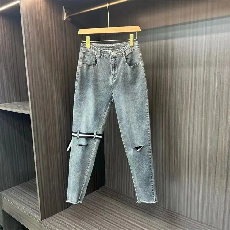 Autumn Rough Ripped Jeans FOG High Street Boyfriend Korean Luxury Clothing Designer Brand Loose Casual Pants Spirit Guy Pants
