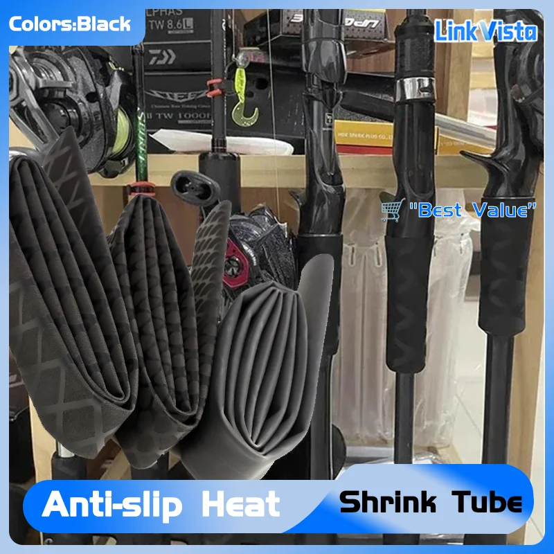 1m/1.6m Length 15-60mm Width for Multi-Purpose Grip & Protection Black Cable Sleeves Universal Anti-Slip Heat Shrink Tubing