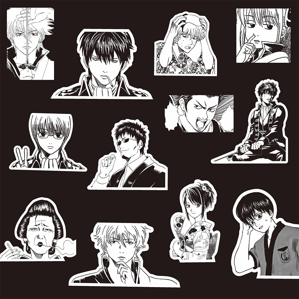 10/30/80 sztuk fajne Anime GINTAMA Cartoon naklejki czarna biała naklejka album do scrapbookingu DIY bagaż telefon Laptop wodoodporne naklejki zabawka dla dzieci