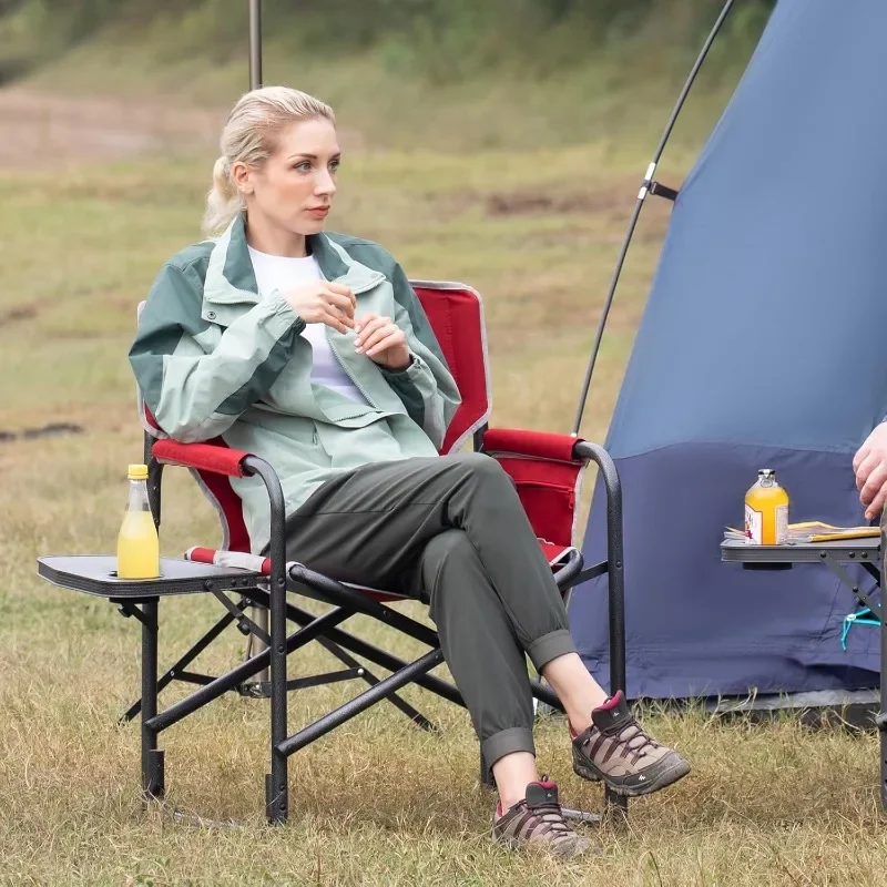 TIMBER RIDGE Lightweight Oversized Camping Chair, Portable Aluminum Directors Chair with Side Table Detachable Side Pocket