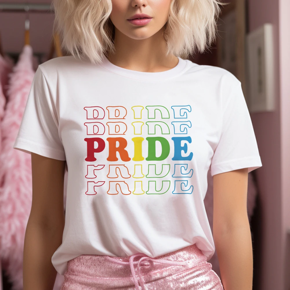 Rainbow PRIDE Print Tee Shirt LGBT Pride Month T-shirt Female Rainbow Tshirt Girls Top  Love Wins Graphic Tee Summer Clothes