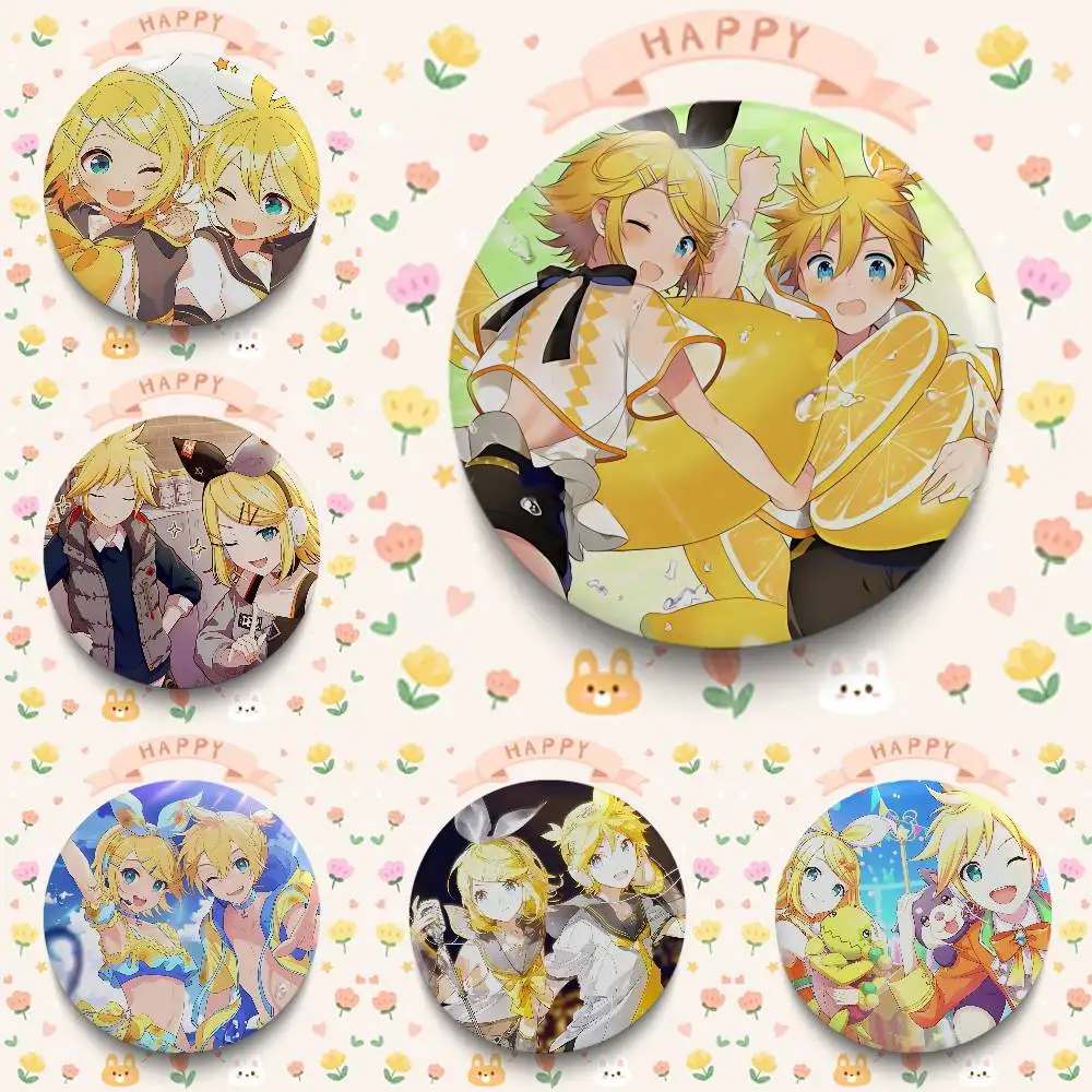 1pc K-Kagamine Rin And Len Badges Button Round Creative Pin Brooch Badge Bag Decor Accessories Fans