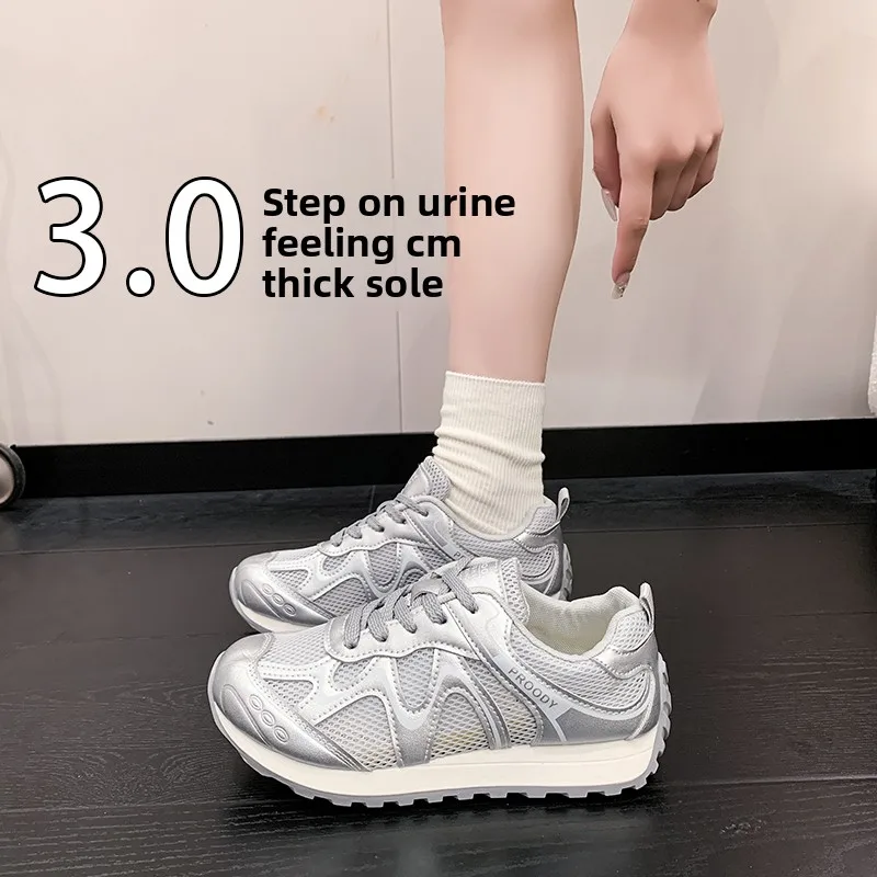 Breathable Mesh Panel Athletic Shoes, Lace Up Shock Absorbing Flat Sole Comfort Footwear For Outdoor Sports Daily Wear - view 4
