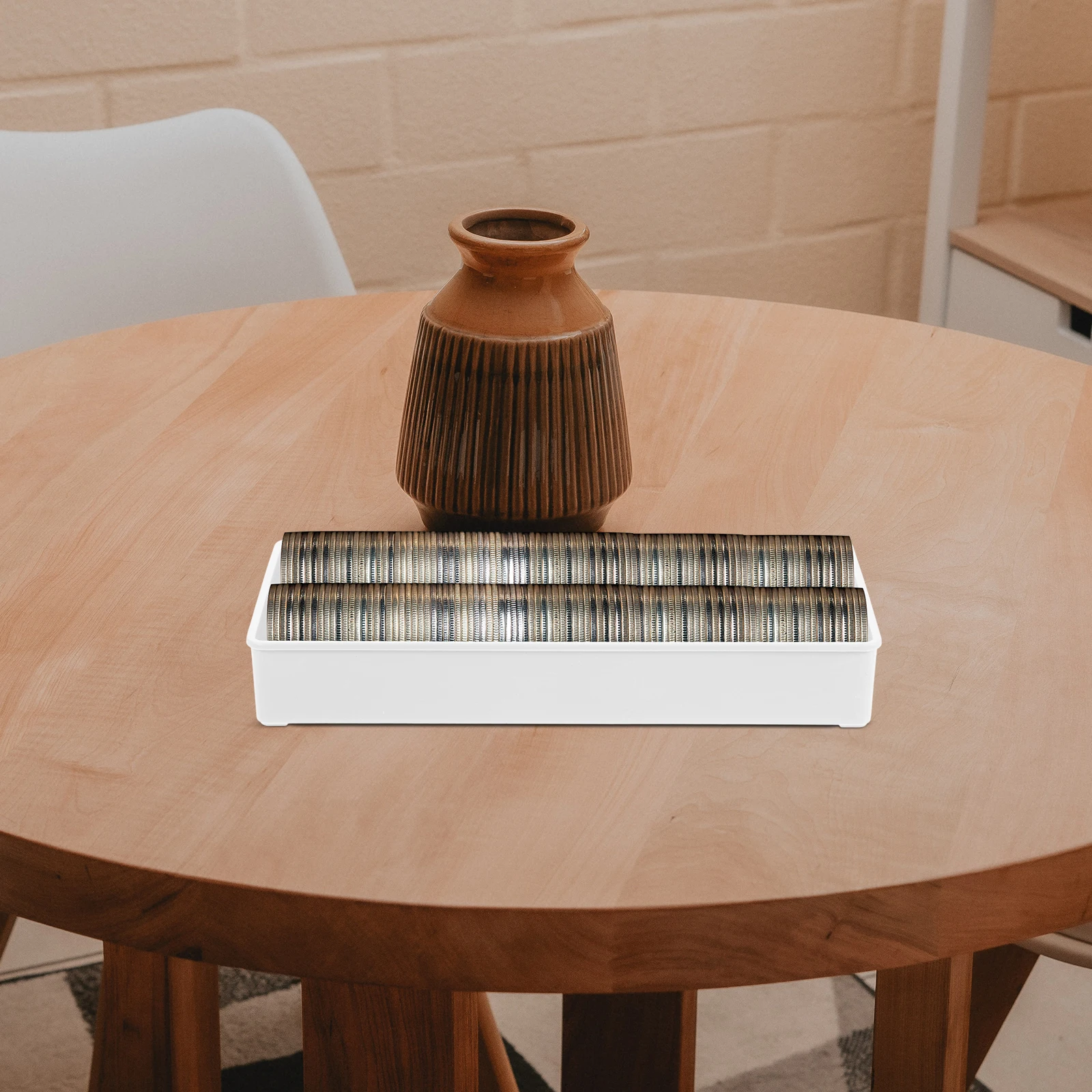 2pcs Sturdy Coin Storage Case Multi-Grid Plastic Container For Supermarket Bank Collectors Zero Qian Box Reusable