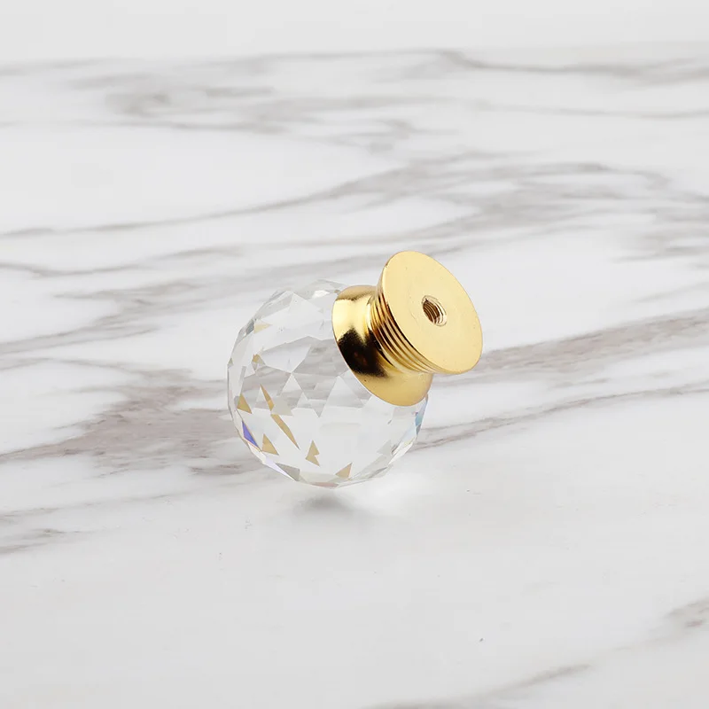 1pcs  Single Hole 30MM Crystal Glass Ball Handle Handle European Cabinet Door Drawer Handle Furniture Hardware Accessories