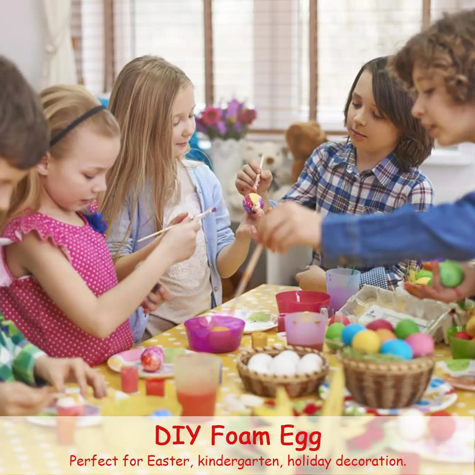 

50 Pcs Easter Eggs Foam Craft Decoration Hand Painted Simulation Graffiti Variety Sizes Family Gathering Fun