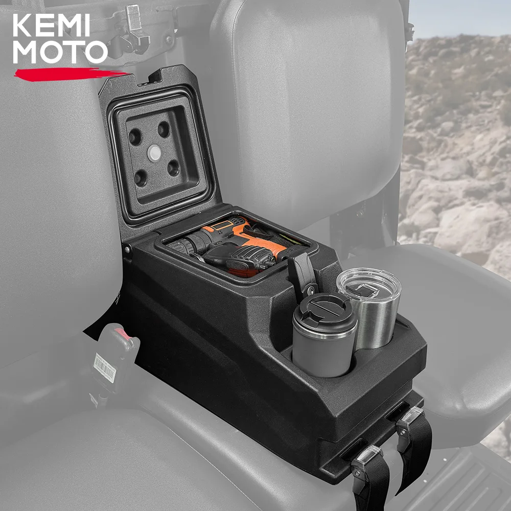 KEMIMOTO UTV Seat Center Console Storage Box Compatible with Can-am Defender HD 5/8/10 HD5 HD8 HD10 Max XT Cab 6x6 Black PP