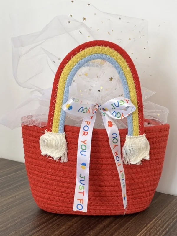 children's-day-gift-rainbow-ladies-handbag-wedding-favor-storage-bag-small-basket-cotton-rope-woven-crossbody-bag
