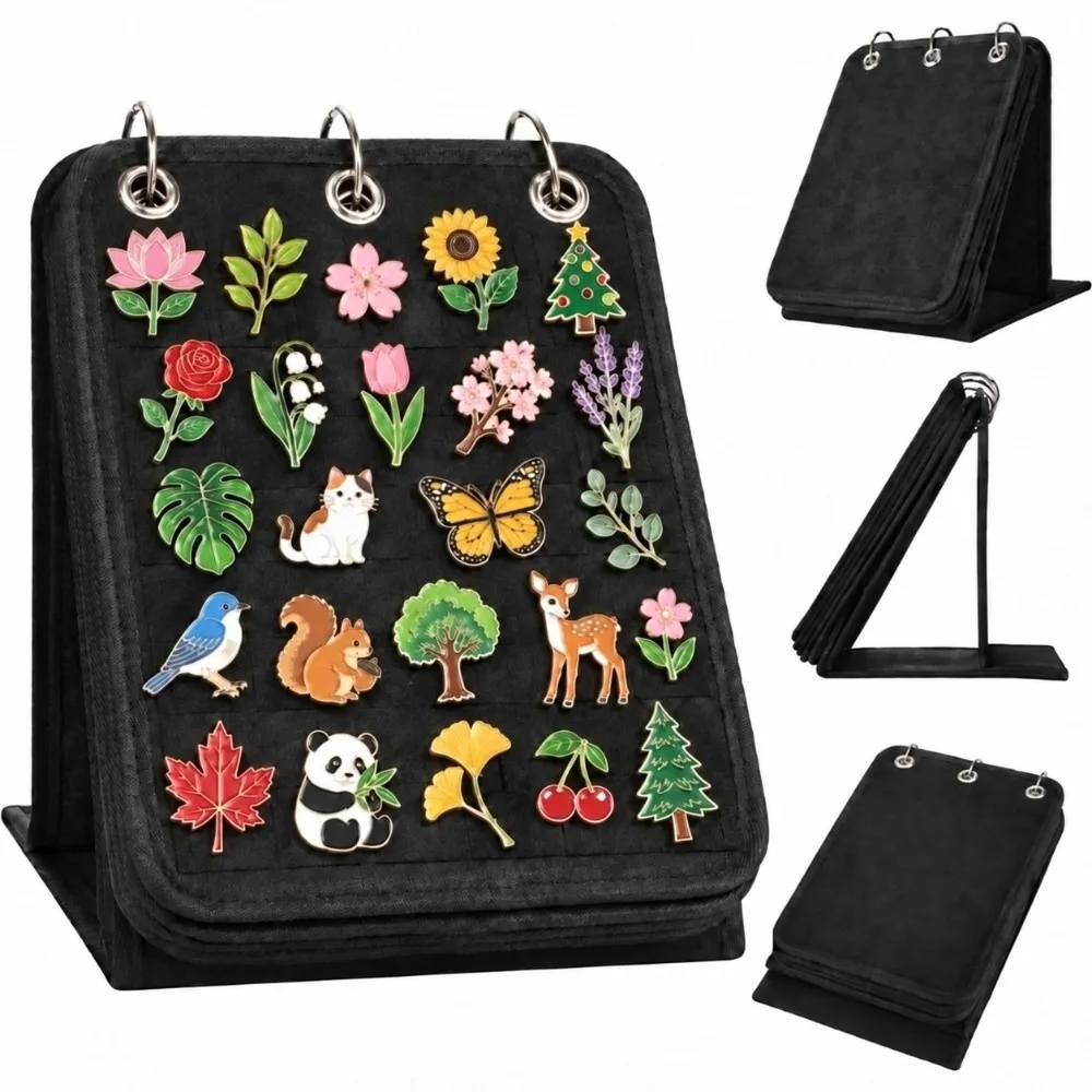 Felt Enamel Pin Display Book Removable Pages Portable Pin Badge Display Book Badge Collection Album Anime Collectors