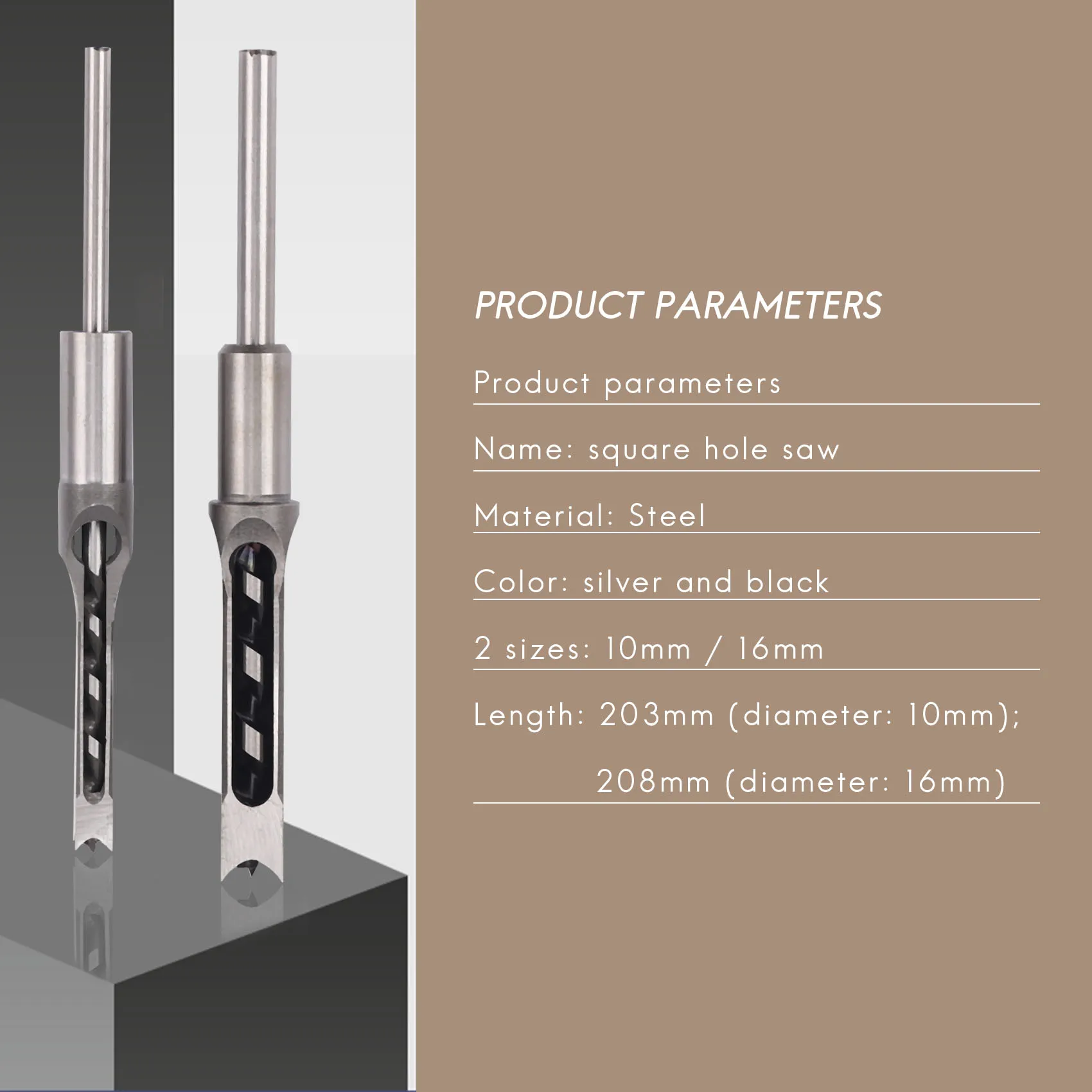 

10Mm/16Mm Square Hole Mortiser Drill Bit Mortising Chisel Woodworking Electric Drill Tools-ABHG