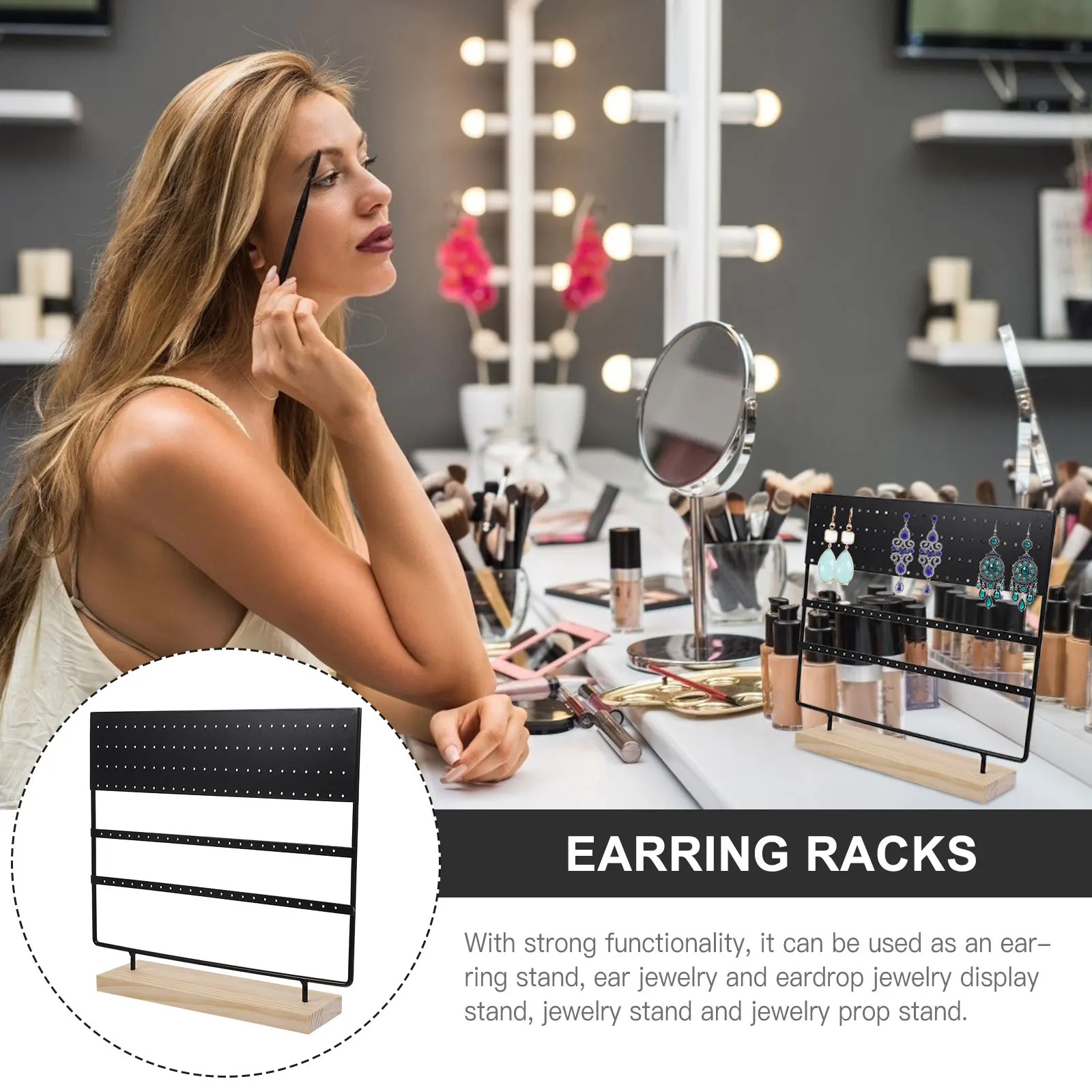 

1pc Iron Earring Display Rack Anti-Rust 3-Layer Jewelry Stand Earring Holder Creative Jewelry Tower Storage Organizer For Home